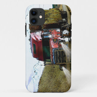 Red Hay Feed Truck Highway Driving Illustration iPhone 11 Case