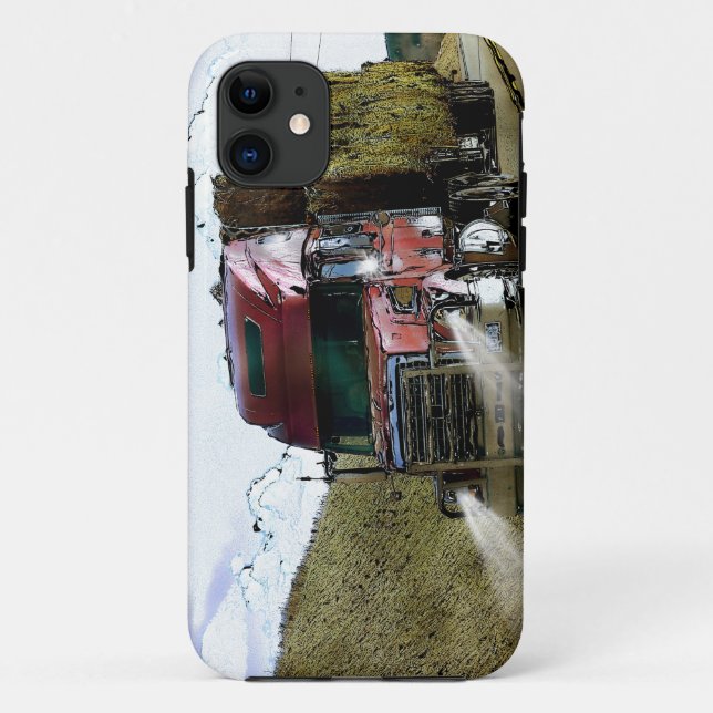 Red Hay Feed Truck Highway Driving Illustration Case-Mate iPhone Case (Back)