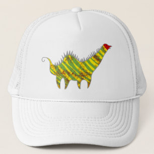 Red head dinosaur trucker hat