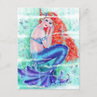 Red head mermaid with purple tail by Renee