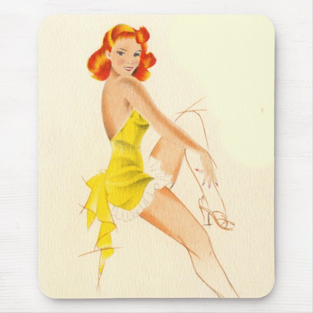 Red Head Pinup Mouse Mat (Front)