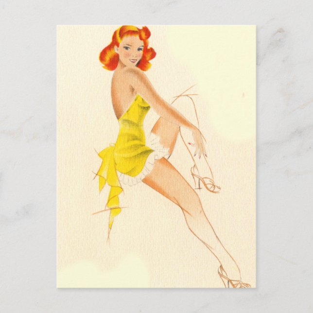 Red Head Pinup Postcard (Front)
