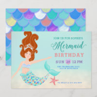 Red Head White Mermaid Birthday Party