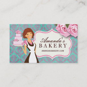 Red Head with Brown Eyes Cake Bakery Business Card