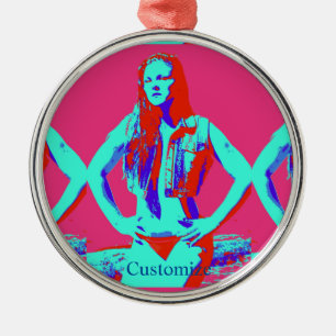 Red-headed bikini girl Thunder_Cove Metal Tree Decoration