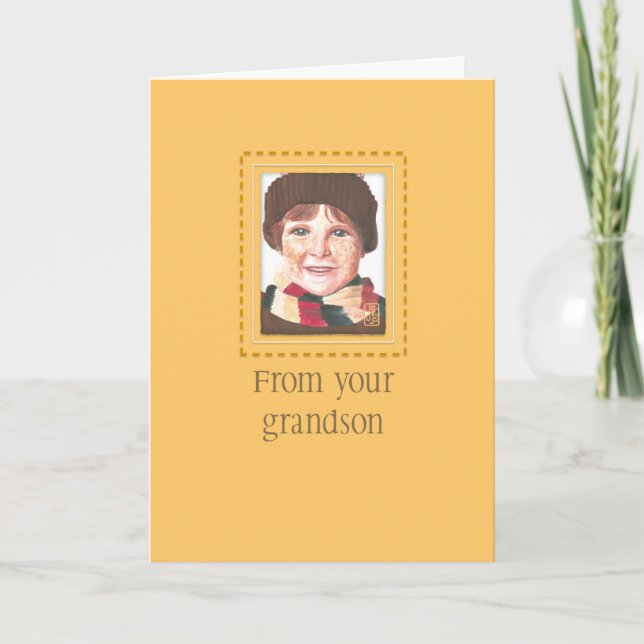 Red-headed Boy to Grandma Birthday Card (Front)