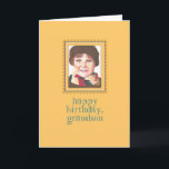 Red-headed Boy to Grandson Birthday Card<br><div class="desc">This Red-headed Boy to Grandson Birthday Card features a red-headed boy in wool cap and scarf (winter birthday) and says,  "happy birthday,  grandson" And the inside,  "May your day be as super-fantastic as you are!" From grandparent to grandson child.</div>