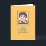 Red-headed Boy to Grandson Birthday Card<br><div class="desc">This Red-headed Boy to Grandson Birthday Card features a red-headed boy in wool cap and scarf (winter birthday) and says,  "happy birthday,  grandson" And the inside,  "May your day be as super-fantastic as you are!" From grandparent to grandson child.</div>