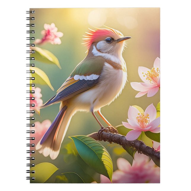 Red Headed Buff Chested Warbler Fantasy Bird Notebook (Front)