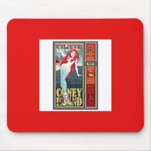 red-headed coney island mermaid mouse mat