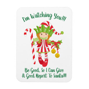 Red Headed Girl Elf Christmas Fridge Magnet