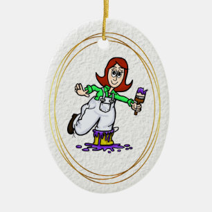 Red Headed or Auburn Female House Painter Ornament