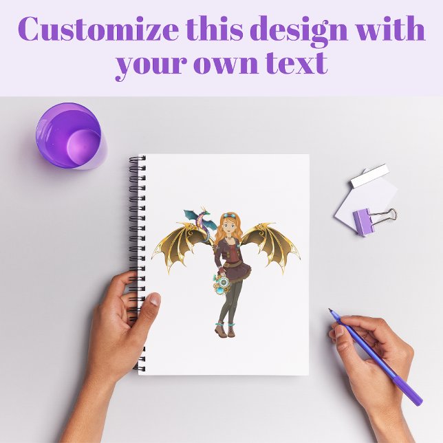 Red-Headed Steampunk Dragon Girl Notebook (Creator Uploaded)
