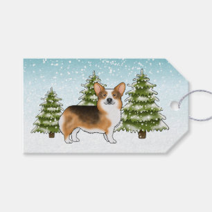 Red Headed Tri Pembroke Corgi Dog Winter Christmas Gift Tags