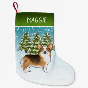 Red Headed Tri Pembroke Corgi Winter Christmas Small Christmas Stocking