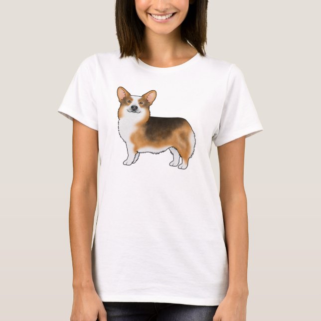 Red  Headed Tri Pembroke Welsh Corgi Cartoon Dog T-Shirt (Front)