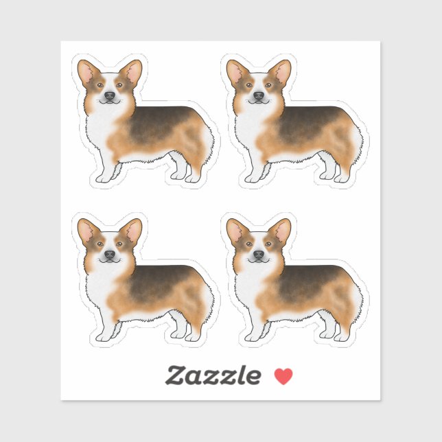 Red Headed Tri Pembroke Welsh Corgi Cartoon Dogs (Sheet)