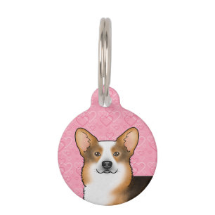 Red Headed Tri Pembroke Welsh Corgi Love Pink Pet Tag