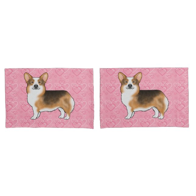 Red Headed Tri Pembroke Welsh Corgi Love Pink Pillowcase (Front-Set)