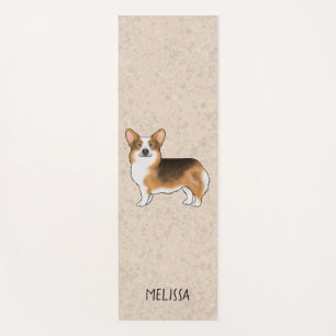 Red Headed Tricolor Pembroke Welsh Corgi And Name Yoga Mat