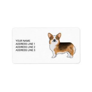 Red Headed Tricolor Pembroke Welsh Corgi And Text Label