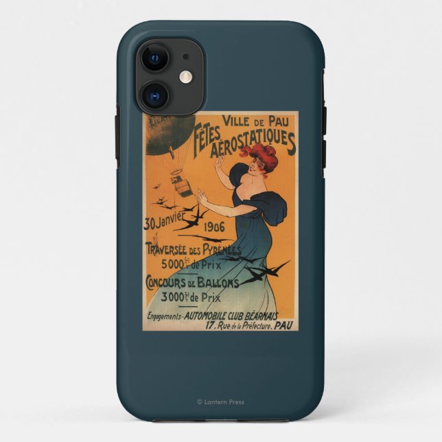 Red-Headed Woman Awaits Balloons Birds Poster Case-Mate iPhone Case (Back)