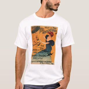 Red-Headed Woman Awaits Balloons Birds Poster T-Shirt
