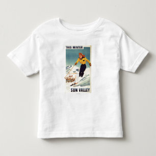 Red-headed Woman Smiling and Skiing Poster Toddler T-Shirt