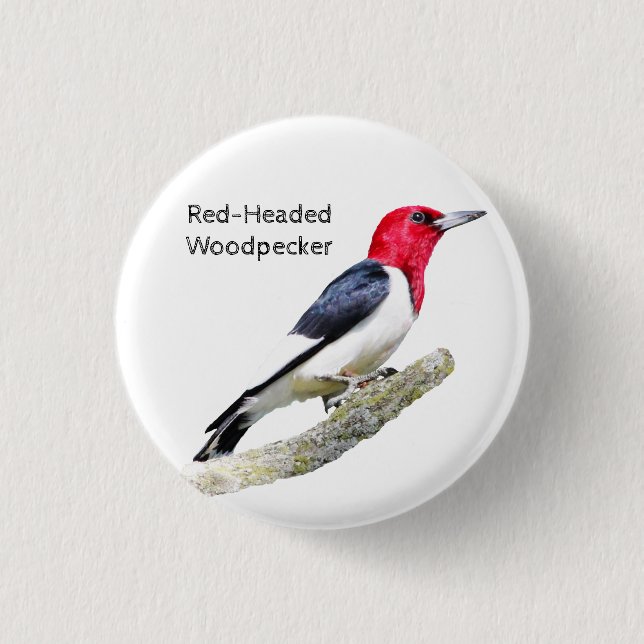 Red-Headed Woodpecker 3 Cm Round Badge (Front)