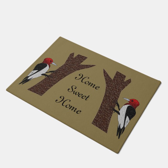 Red Headed Woodpecker Doormat (Angled)