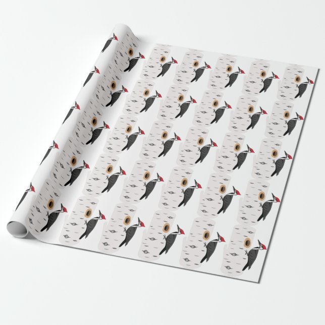 Red Headed Woodpecker Wrapping Paper (Unrolled)