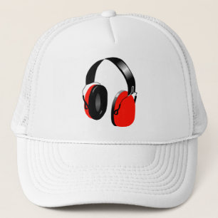 RED HEADPHONES FOR MODERN DJ TRUCKER HAT