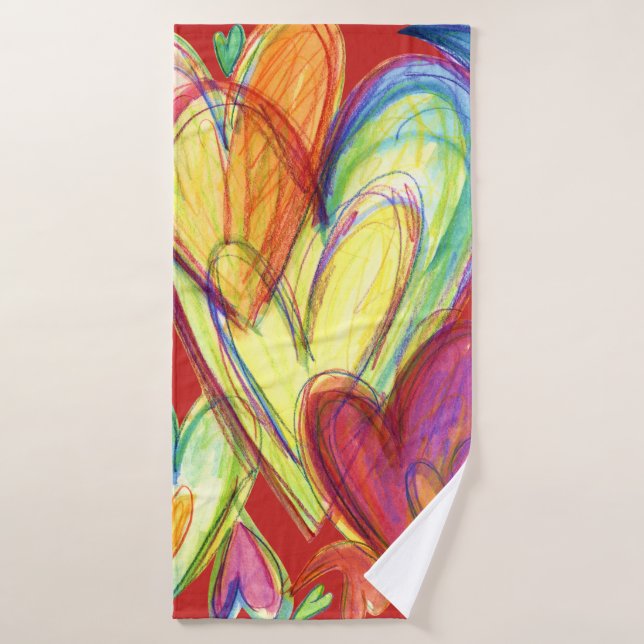 Red Healing Hearts Art Towel (Bath Towel)