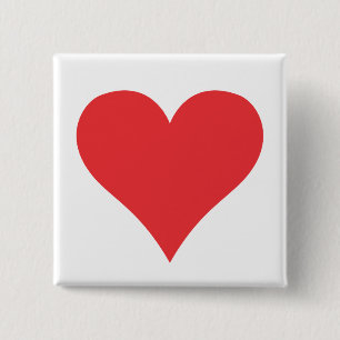 Red heart 15 cm square badge