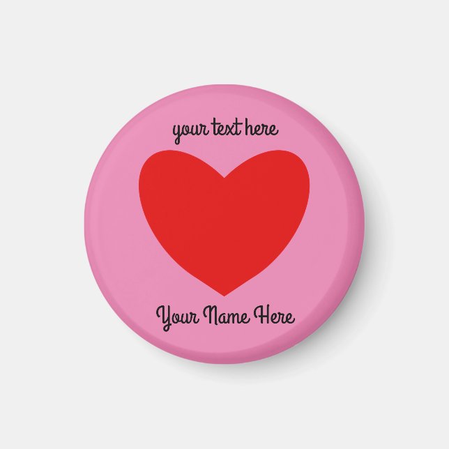 Red Heart #1 Round Magnet (Front)