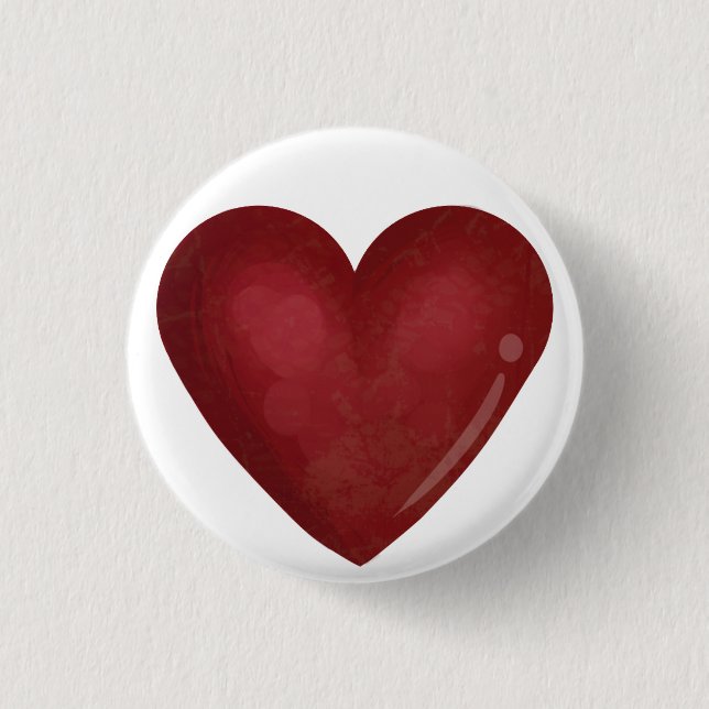 Red Heart 3 Cm Round Badge (Front)