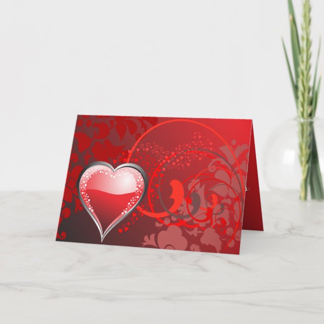 Red Heart Abstract Valentine Card (Front)