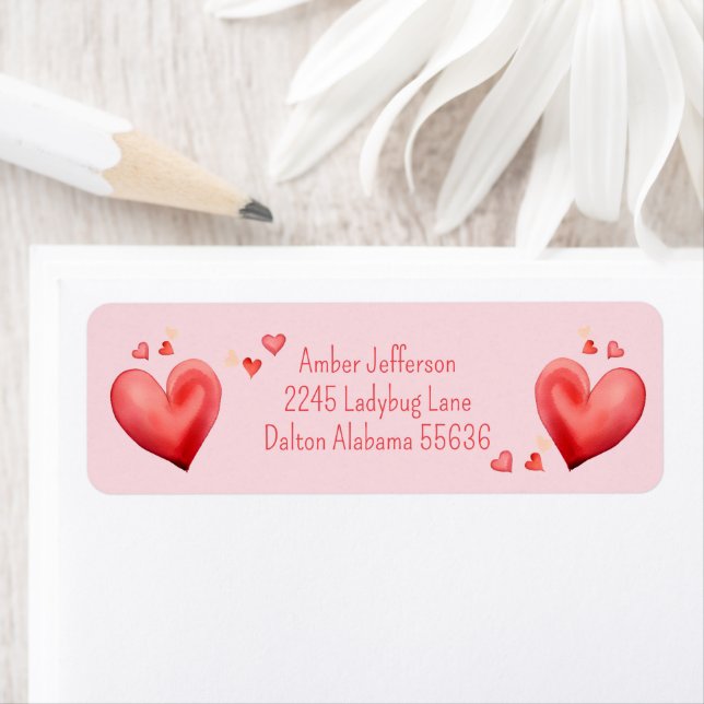 Red Heart Address Labels (Insitu)