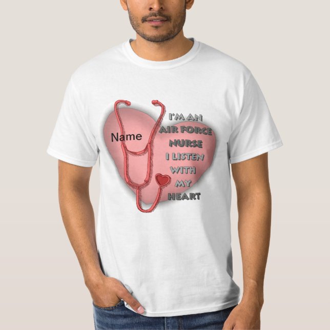 Red Heart Air Force Nurse T-Shirt (Front)