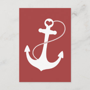 Red Heart Anchor Nautical Wedding RSVP Card