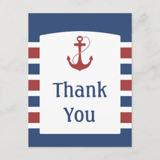 Red Heart Anchor Wedding Thank You Card