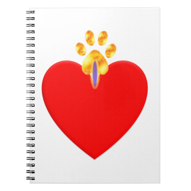 Red heart and golden paw notebook (Front)