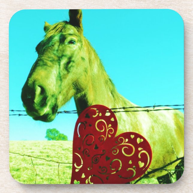 Red Heart and  Horse Coaster (Front)