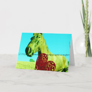 Red Heart and  Horse Holiday Card