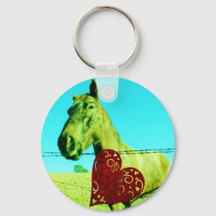 Red Heart and  Horse Key Ring