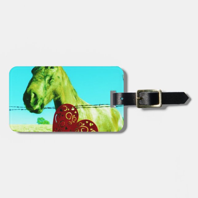 Red Heart and  Horse Luggage Tag (Front Horizontal)