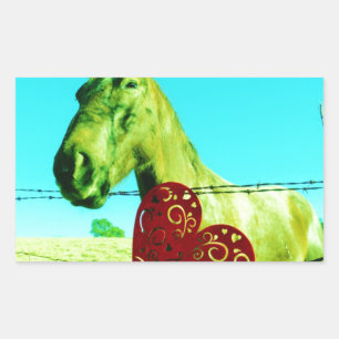 Red Heart and  Horse Rectangular Sticker