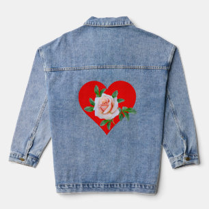 RED HEART AND ROSE FOR VALENTINES DAY DENIM JACKET