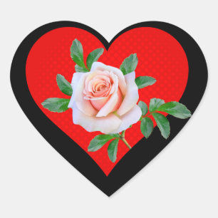 RED HEART AND ROSE FOR VALENTINES DAY STICKER
