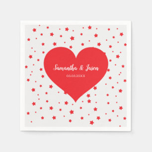 Red Heart And Stars Napkin